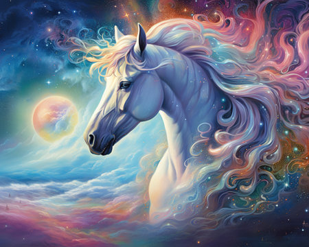 Horse Cosmic philosopher pondering the nature of existenceの素材