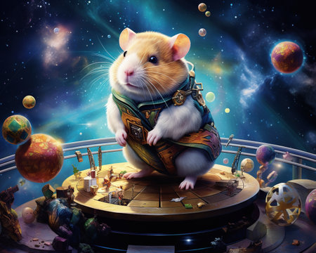 Hamster Neuroastronomer exploring the cosmos of the mindの素材