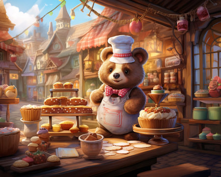 Bear Baker crafting intricate pastry creationsの素材