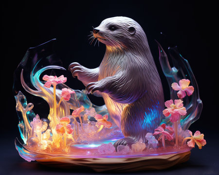 Otter Holographic artist crafting ethereal sculpturesの素材