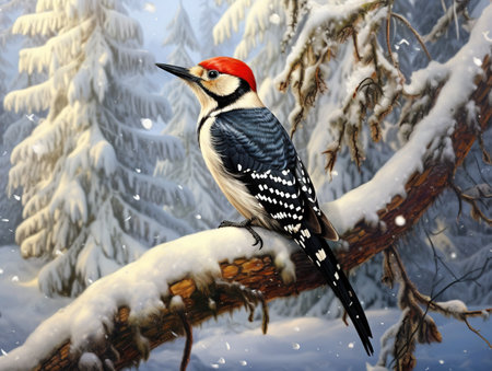 Woodpecker in the winterの素材
