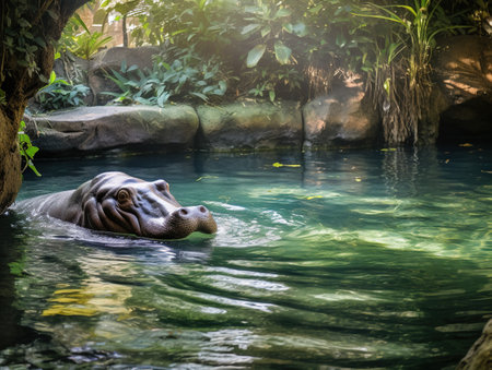 Hippopotamus in the waterの素材