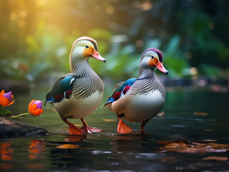 Couple of Mandarin duckの素材