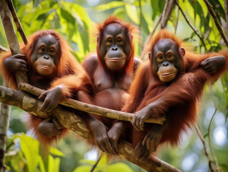 Orangutans from Sabah in Malaysian Borneoの素材