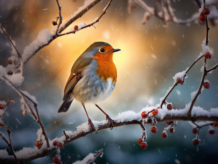 Robin in Falling Snowの素材
