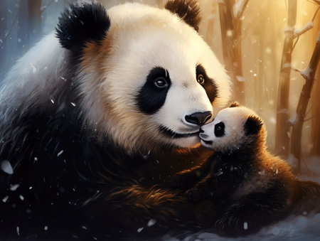 Panda bear and cubの素材