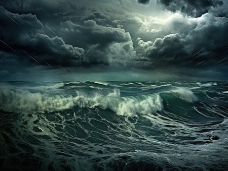 Dark storm clouds and seaの素材