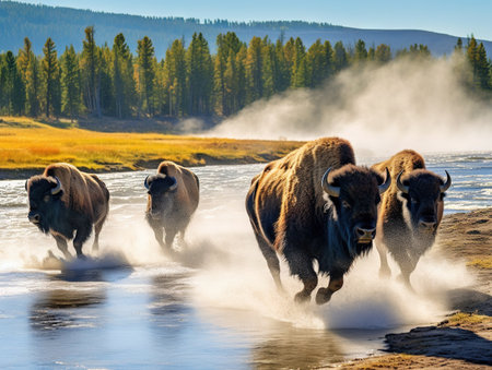 Thundering herd of American Bisonの素材