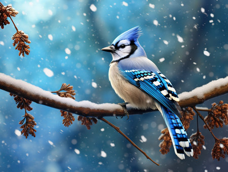 Jay in Falling Snowの素材