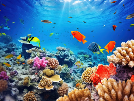 Coral and fish in the Red Sea. Egypt  Africa.の素材