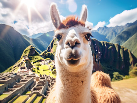 Llama at Machu Picchuの素材