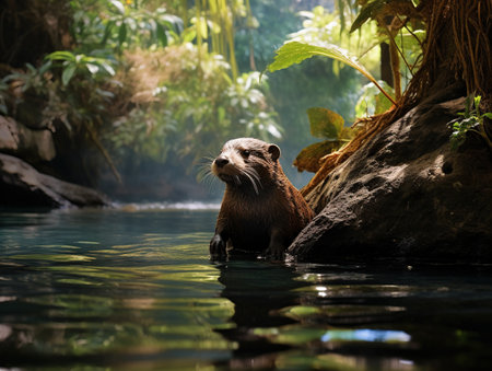 Elusive australian duck billed platypus  queenslandの素材