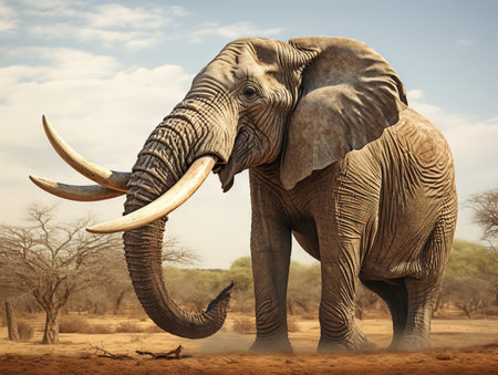 African elephant smellingの素材