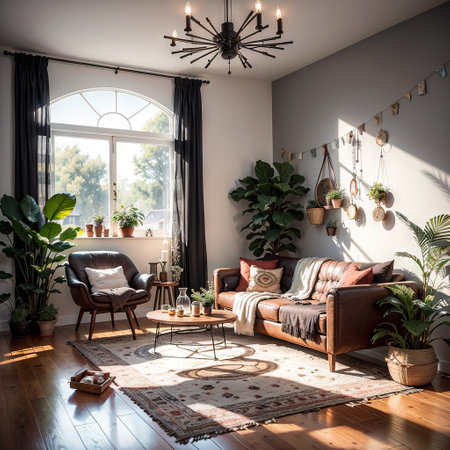 Poster mockup in cozy home interiorの素材