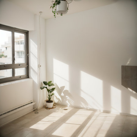 The empty room with plant near the wallの素材