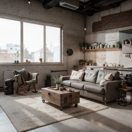 Living room loft in industrial styleの素材
