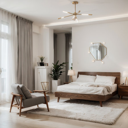 Stylish modern interior of the room with light walls and comfortable furniture erの素材