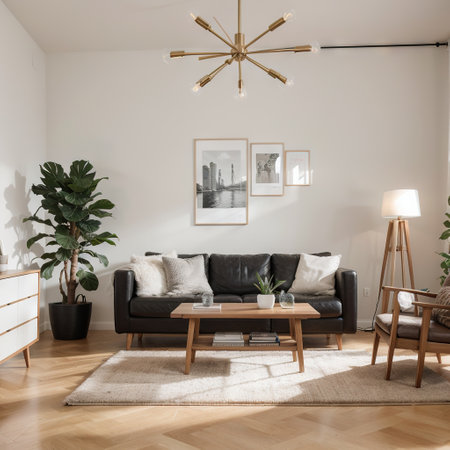 Modern beautiful interior with columns colored wall and stylish furniture Bright loft design ingの素材