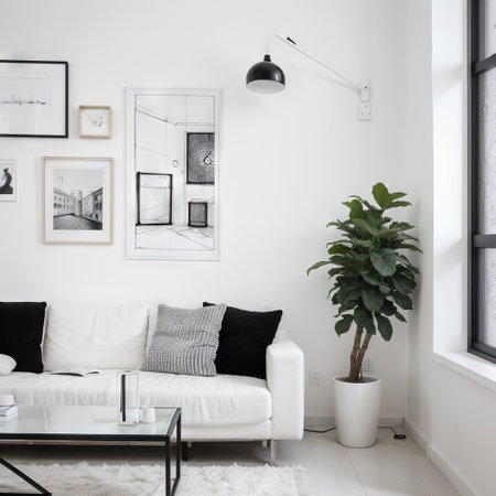 Living room graphic black white home interior vertical sketch illustrationの素材