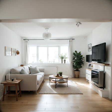 Modern interior design of big living kitchen studio room before and afterの素材