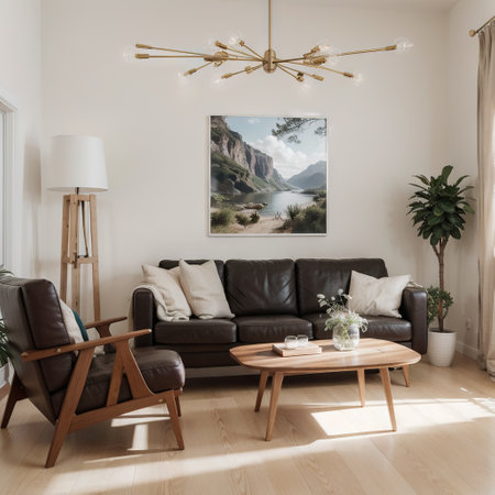 Frame mockup in modern home interior backgroundの素材