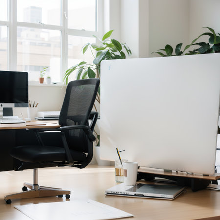 Business office without with blurred bokeh backgroundの素材