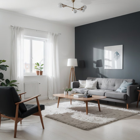 The Mock up furniture design in modern interior and white wall background Cozy living room Scandinavian styleの素材