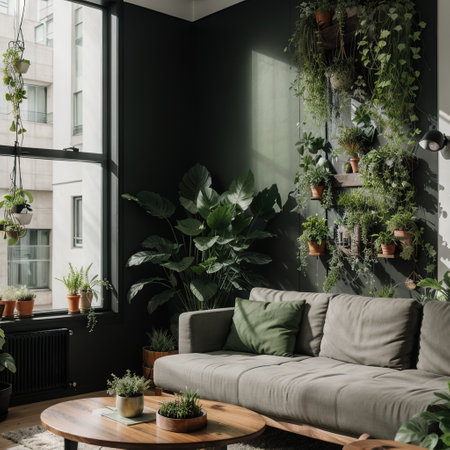 Vertical Green Wall in modern living room interiorの素材