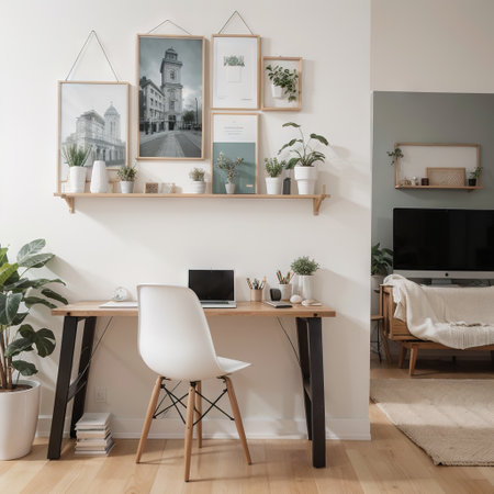 Interior design material board flat lay for architecture or home office decoration inspirationの素材