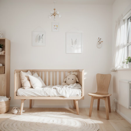 Wall mock up in children room interior backgroundの素材