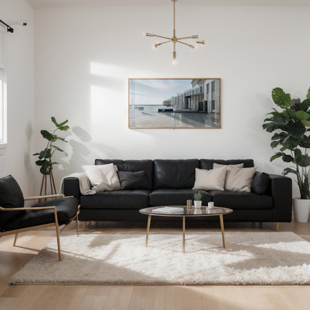 Poster frame mockup in modern home interior backgroundの素材