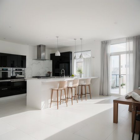 Interior sketch of modern kitchen with islandの素材