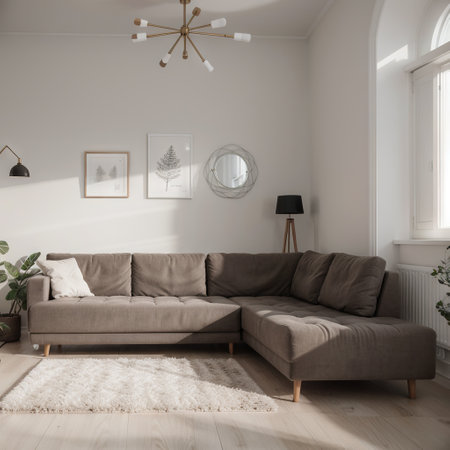 interior with brown sofaの素材