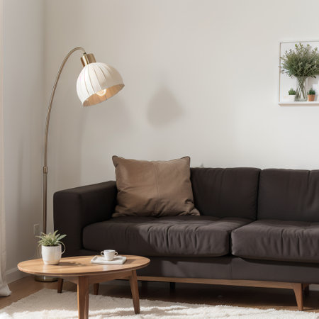 Set of furniture and decor elements flat illustration Collection of home decorations for cosiness interior isolated Stylish cheの素材