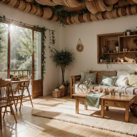 picnic in a home interior concept illustrationの素材