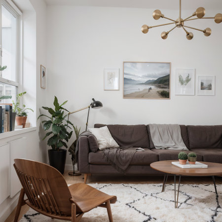 mock up poster frame in modern interior background living room Scandinavian styleの素材