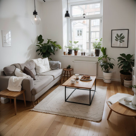 scandinavian style hipster interior cozy loft roomの素材
