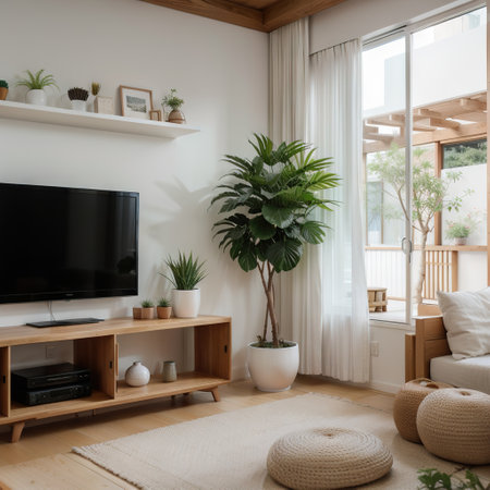 Wabi sabi Cabinet wooden design on white room interior modern styleingの素材