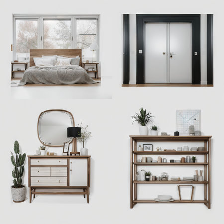 set with drawn isolated doodles on the theme of furniture Flat illustrations of objects for decoration and interior Sketches fの素材