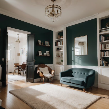 a room with a chair books floor lamp and clock Interior of the room with furnitureの素材