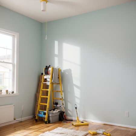 Decorating Room Using Paint Roller On Wallの素材