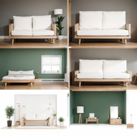 Home rooms line icons Living room bedroom kitchen bathroom simple outline flat pictograms design home interior furniture setの素材