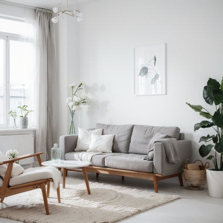 White living room with armchair Scandinavian interior designの素材