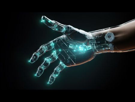 Robotic hand working with hud displayの素材