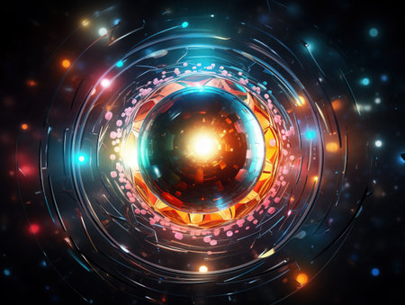 Abstract colorful ball.New technology concept with space.Innovation developmentの素材