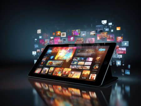 Digital tablet with social media websiteの素材