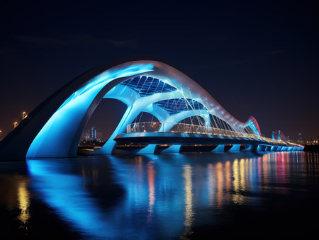 Meydan Bridge at night Dubaiの素材