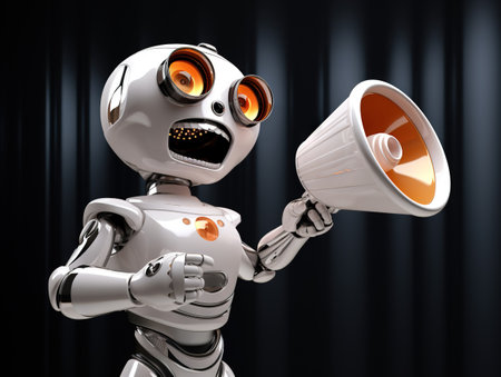 Robot shouting into bullhornの素材