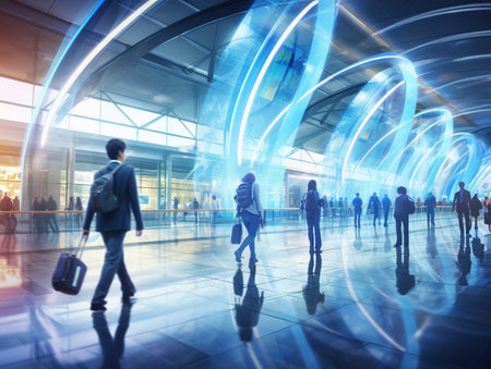 Passengers in the airport interiorの素材