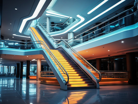 Stair and lights on ceilingの素材